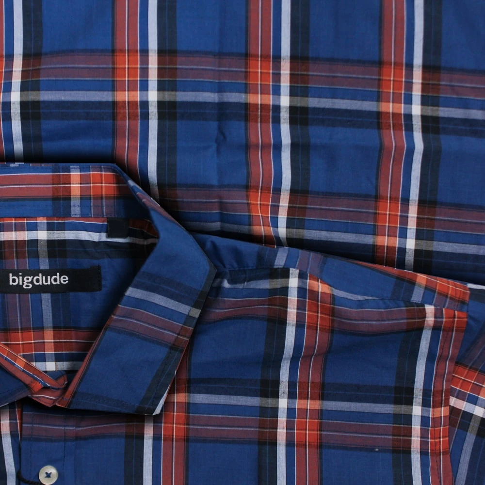 Bigdude Short Sleeve Check Shirt Blue 3 Bigdude Short Sleeve Check Shirt Blue - Image 3