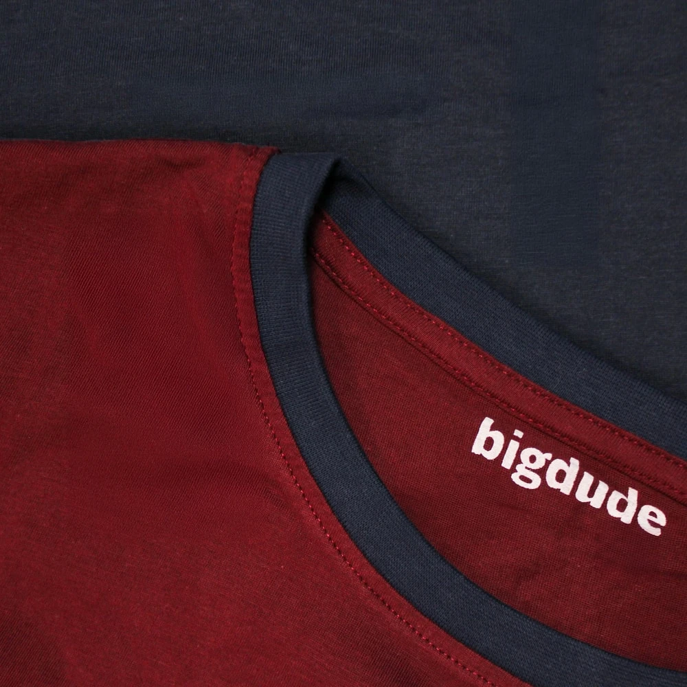 Bigdude Cut & Sew 2 Tone T-Shirt Navy/Burgundy 3 Bigdude Cut & Sew 2 Tone T-Shirt Navy/Burgundy - Image 3