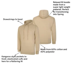 Bigdude Relaxed Fit Lightweight Hoody Sand -Big Dude Clothing Shop f68ed40c 55ff647e 03