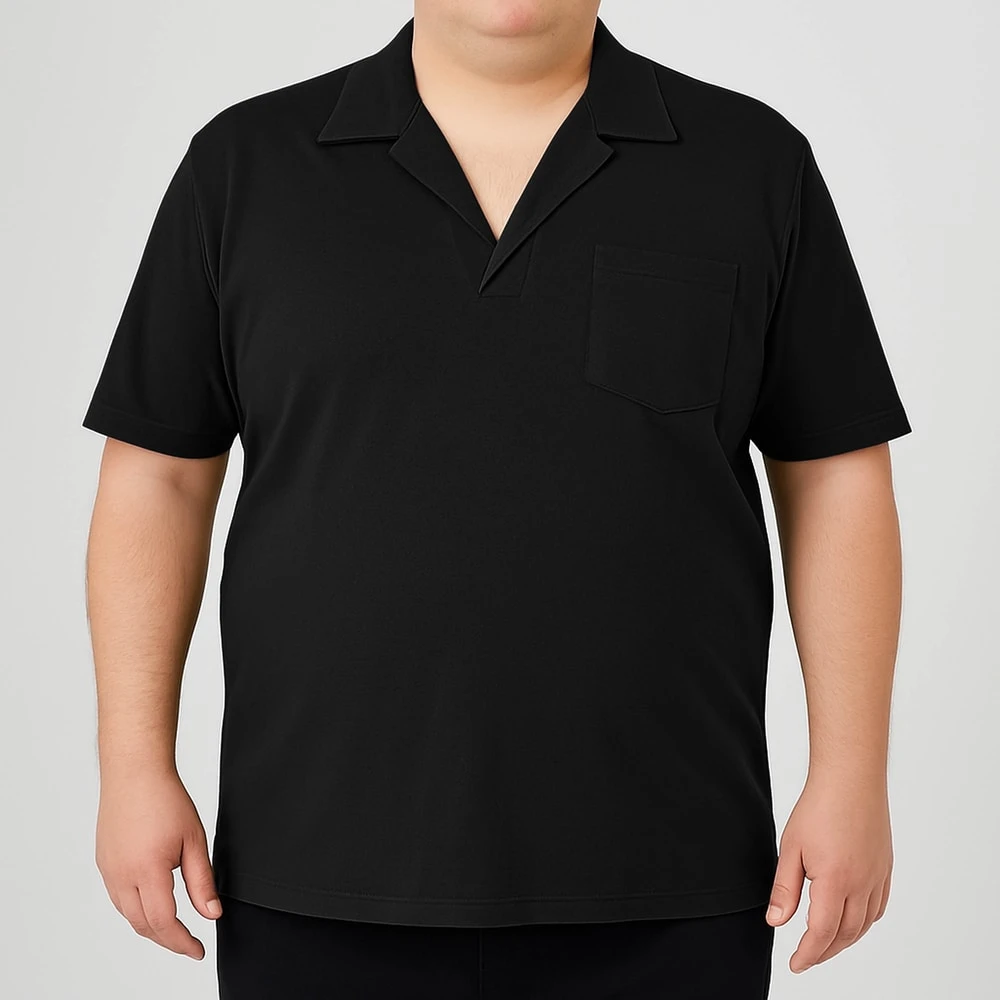 Bigdude Relaxed Collar Polo Shirt Black 2 Bigdude Relaxed Collar Polo Shirt Black - Image 2