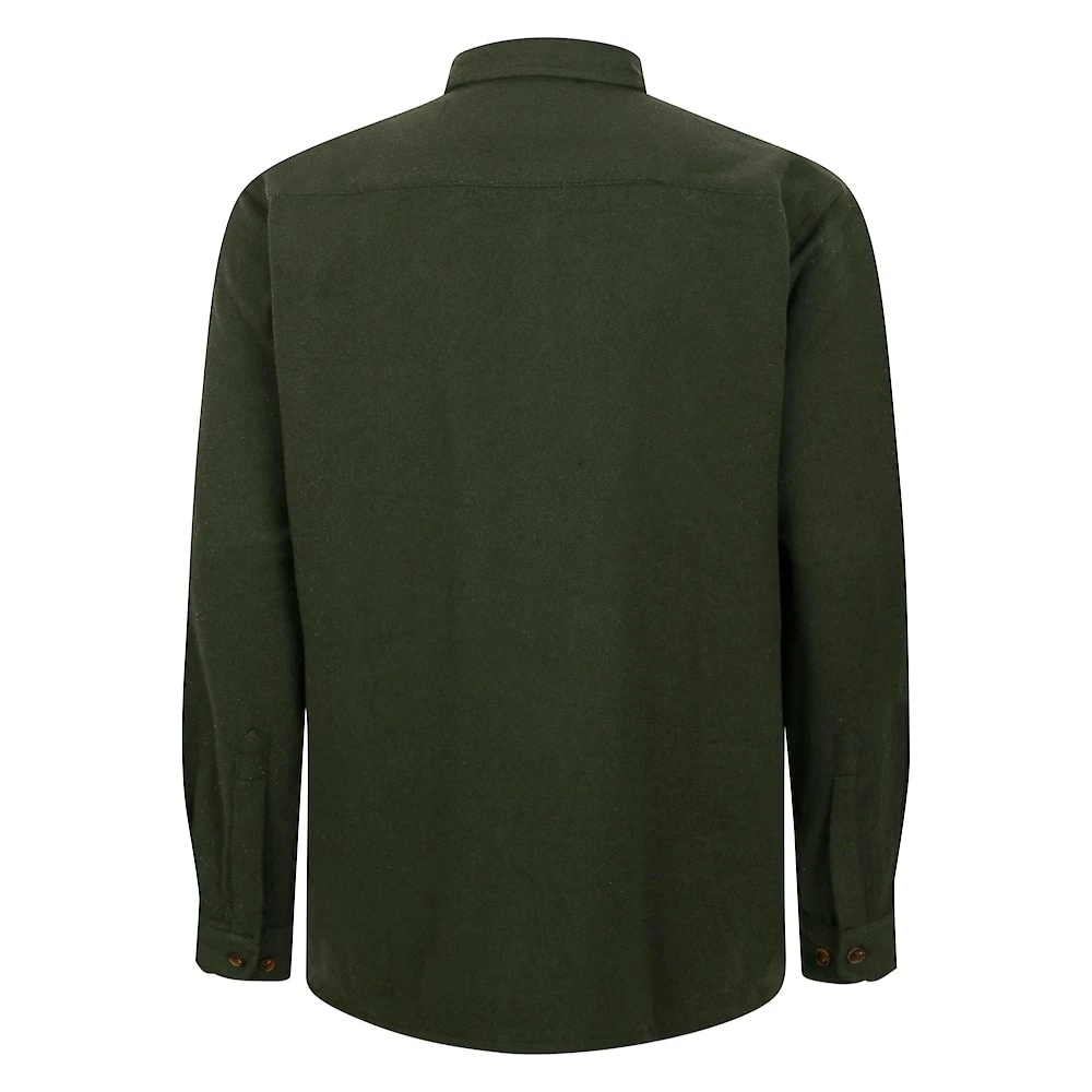 Bigdude Plain Flannel Long Sleeve Shirt Dark Olive 2 Bigdude Plain Flannel Long Sleeve Shirt Dark Olive - Image 2