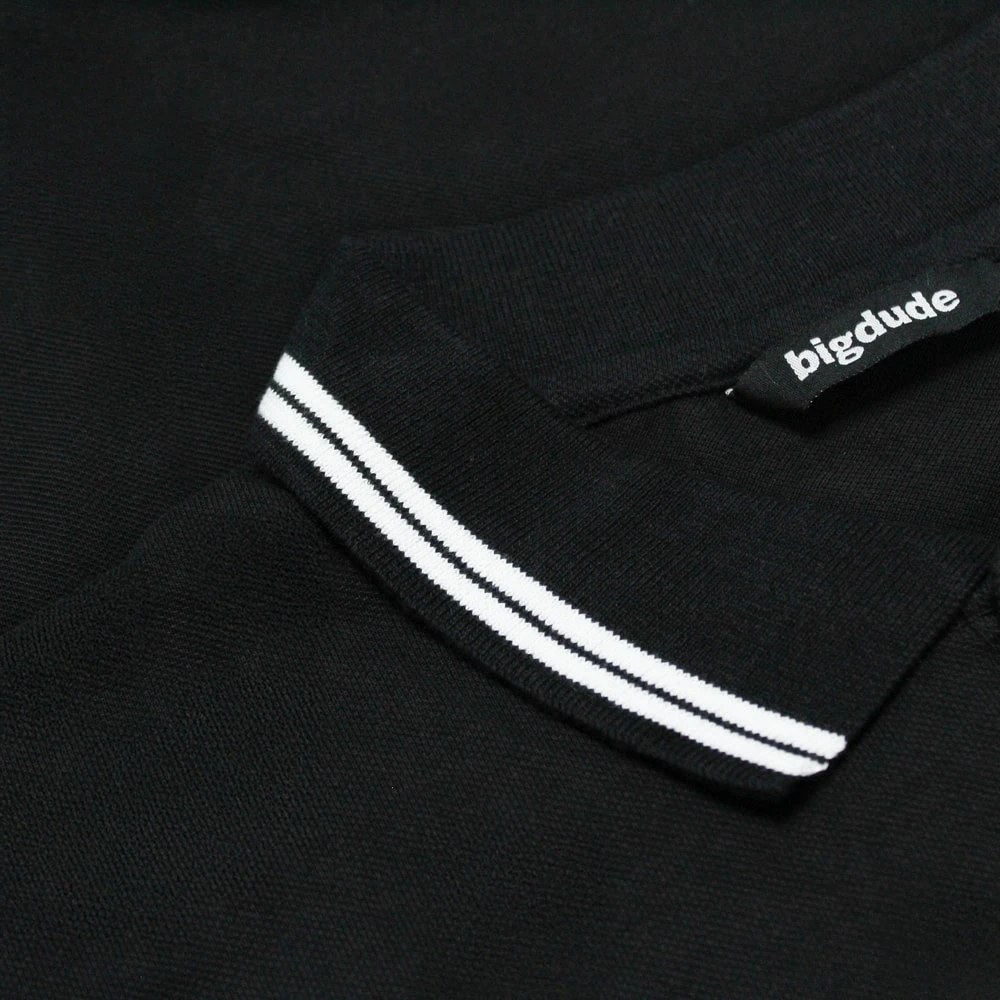Bigdude Tipped Polo Shirt Black 5 Bigdude Tipped Polo Shirt Black - Image 5