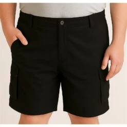 Bigdude Light Weight Elasticated Waist Cargo Shorts Black -Big Dude Clothing Shop fe07c639 life1 us22sh06 01 black
