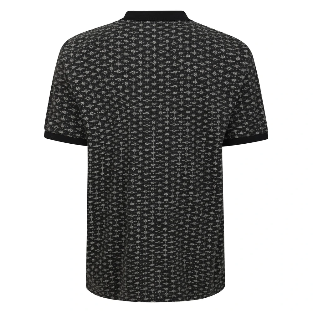 Bigdude AOP Geometric Zipped Polo Charcoal 2 Bigdude AOP Geometric Zipped Polo Charcoal - Image 2