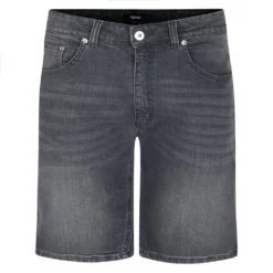 Bigdude Stretch Denim Shorts With Whiskers Grey Wash