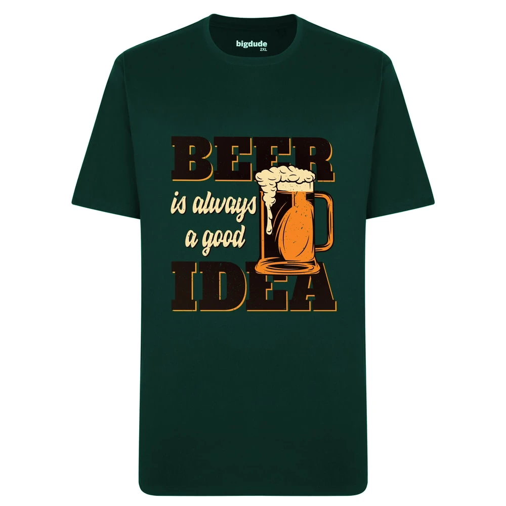 Bigdude Beer Print T-Shirt Green 1 Bigdude Beer Print T-Shirt Green