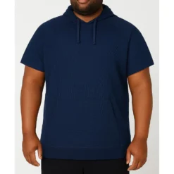 Bigdude Waffle Short Sleeve Lounge Hoody Navy -Big Dude Clothing Shop ffaf98d1 life1 bd25h03 02 navy