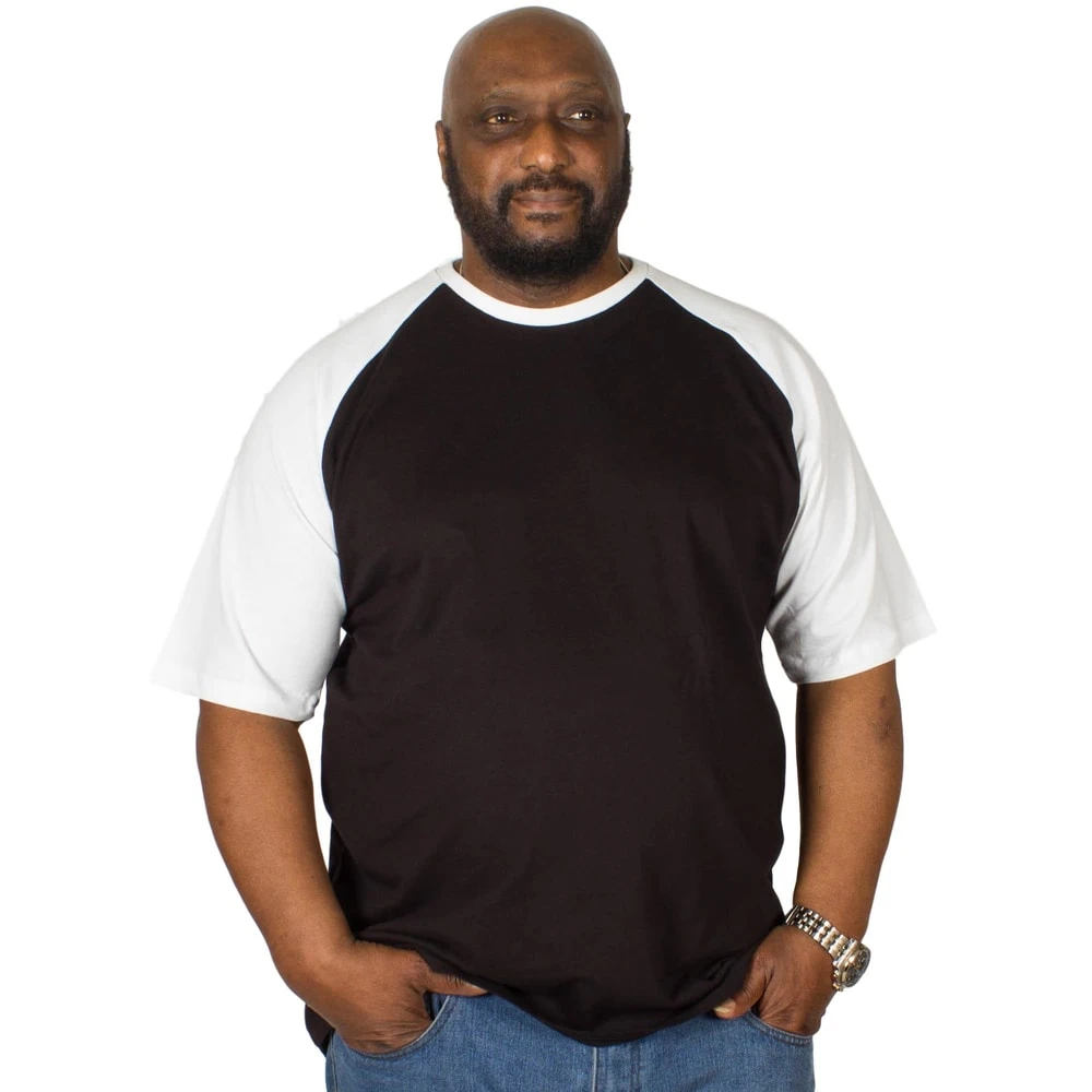 Bigdude Contrast Raglan Sleeve T-Shirt Black/White 2 Bigdude Contrast Raglan Sleeve T-Shirt Black/White - Image 2