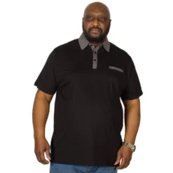 Bigdude Contrast Jersey Polo Shirt Black -Big Dude Clothing Shop img 6152 clipped rev 1