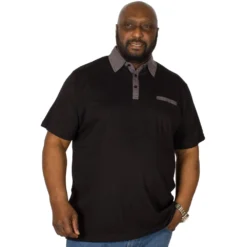 Bigdude Contrast Jersey Polo Shirt Black -Big Dude Clothing Shop img 6155 clipped rev 1