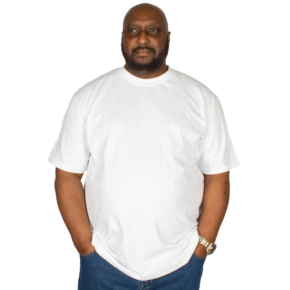 Bigdude Plain Crew Neck T-Shirt White 3 Bigdude Plain Crew Neck T-Shirt White - Image 3