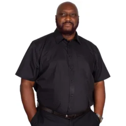 Bigdude Classic Short Sleeve Poplin Shirt Black -Big Dude Clothing Shop img 9294 clipped rev 1