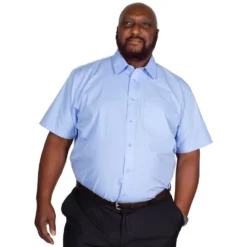 Bigdude Classic Short Sleeve Poplin Shirt Light Blue -Big Dude Clothing Shop img 9312 clipped rev 1