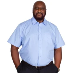 Bigdude Classic Short Sleeve Poplin Shirt Light Blue -Big Dude Clothing Shop img 9313 clipped rev 1