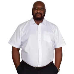 Bigdude Classic Short Sleeve Poplin Shirt White -Big Dude Clothing Shop img 9337 clipped rev 1