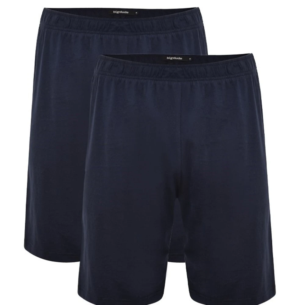 Bigdude Twin Pack Classic Pyjama Shorts Navy 1 Bigdude Twin Pack Classic Pyjama Shorts Navy