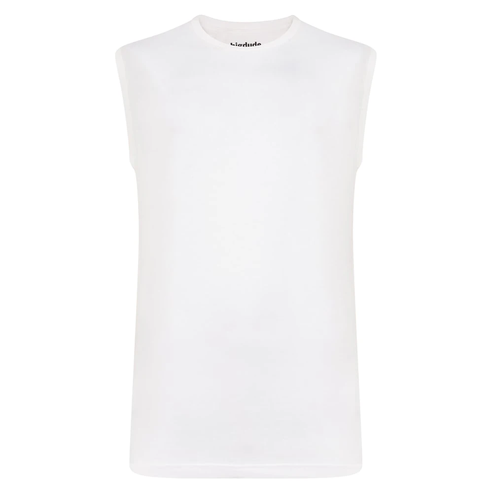 Bigdude Plain Sleeveless T-Shirt White 1 Bigdude Plain Sleeveless T-Shirt White