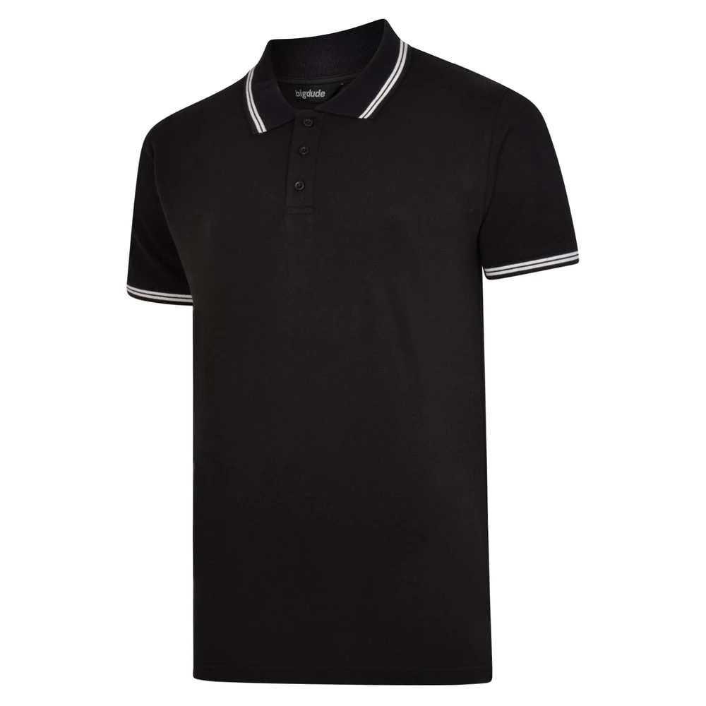 Bigdude Tipped Polo Shirt Black 2 Bigdude Tipped Polo Shirt Black - Image 2