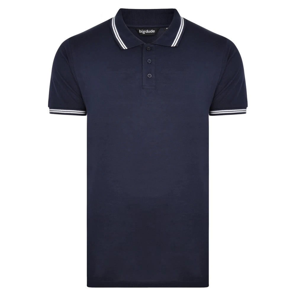 Bigdude Tipped Polo Shirt Navy 1 Bigdude Tipped Polo Shirt Navy