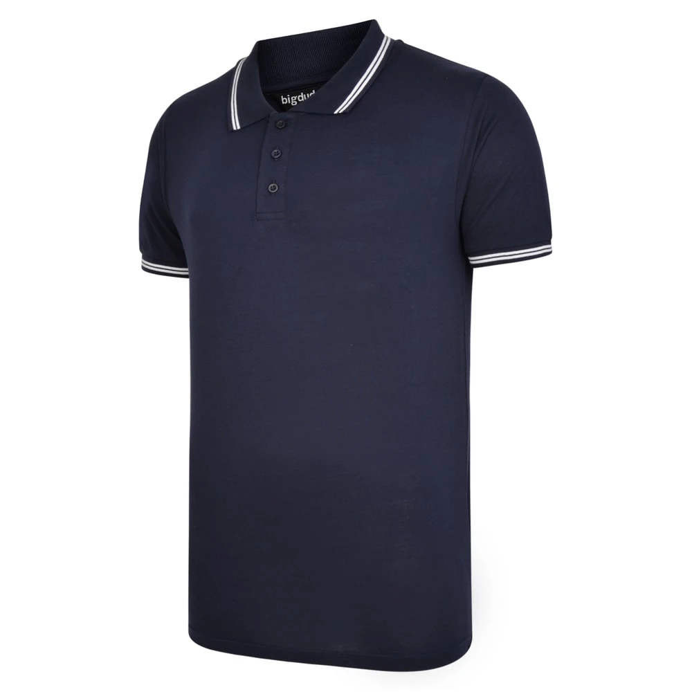 Bigdude Tipped Polo Shirt Navy 2 Bigdude Tipped Polo Shirt Navy - Image 2